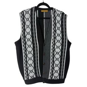 Vintage Porto Cruz Argyle Sweater Vest Wool Blend Dark Academia XL Button Front